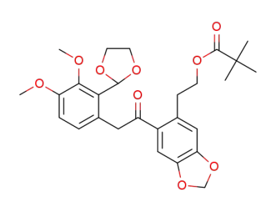 2-(6-(2-(2-(1,3-dioxolan-2-yl)-3,4-dimethoxyphenyl)acetyl)benzo[d][1,3]dioxol-5yl)ethyl pivalate